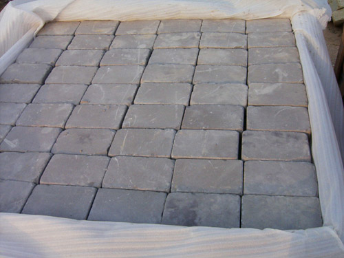 green sandstone cobblestone pavers