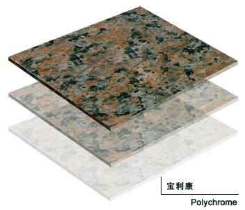 Polychrome granite tiles