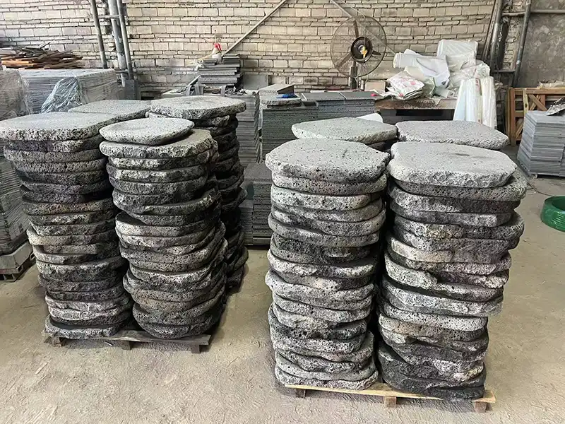 lava stepping stones, natural black lava rock pavers