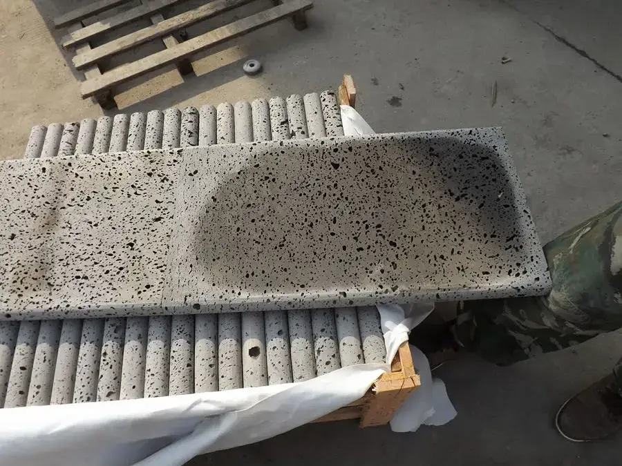 lava stone pool coping, puka lava pool coping