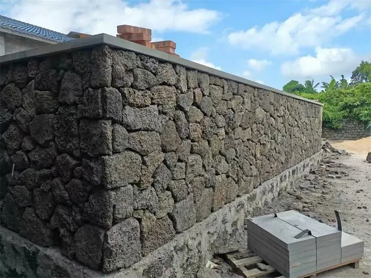 lava stone walling, lava stone building
